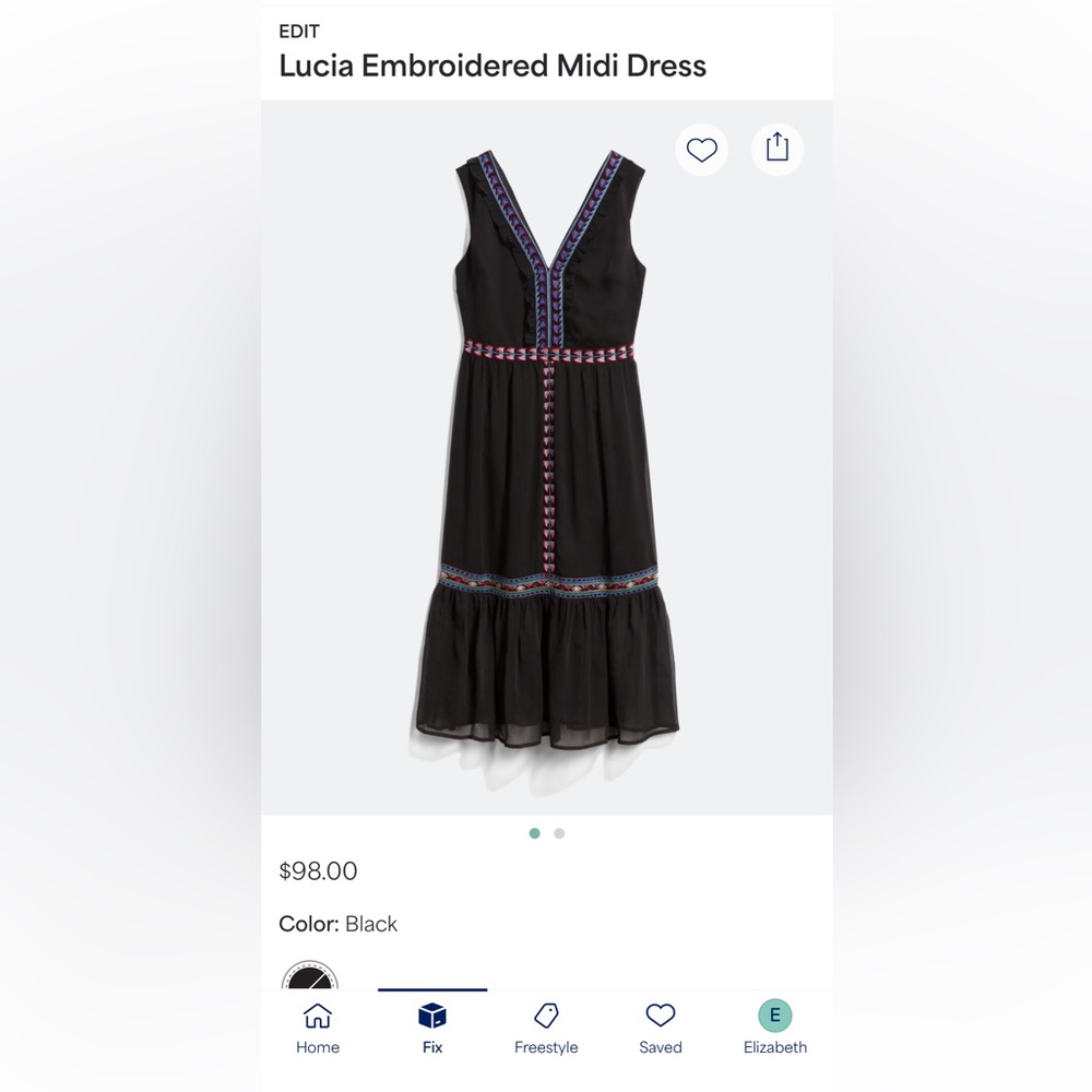Lucia Black Embroidered Midi Dress